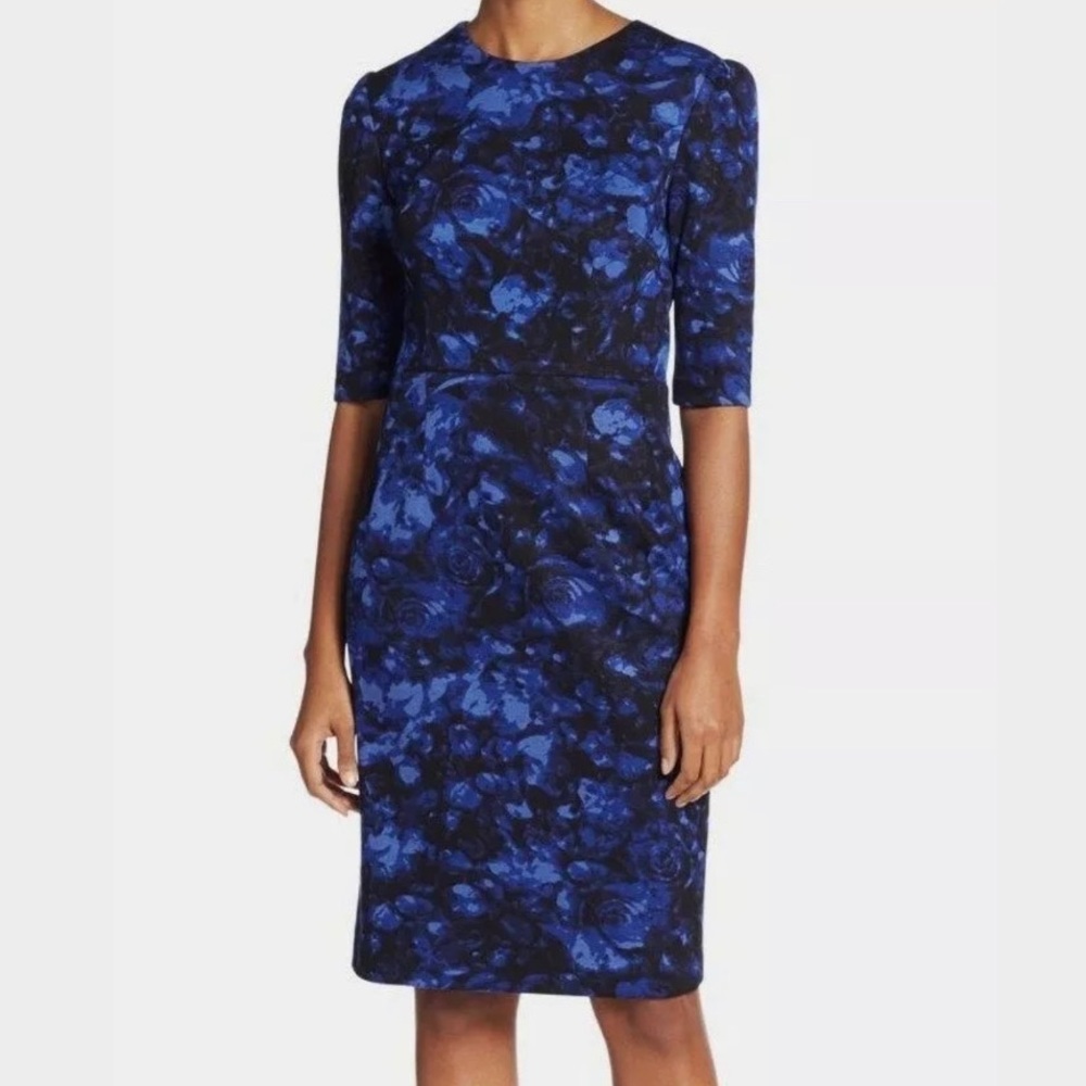 Betsey Johnson Blue Sheath Floral Printed Dress